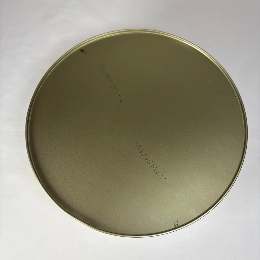 Vintage DeLuxe Round‎ Floral Cross Stitch Pattern Metal Cookie Tin Storage Box